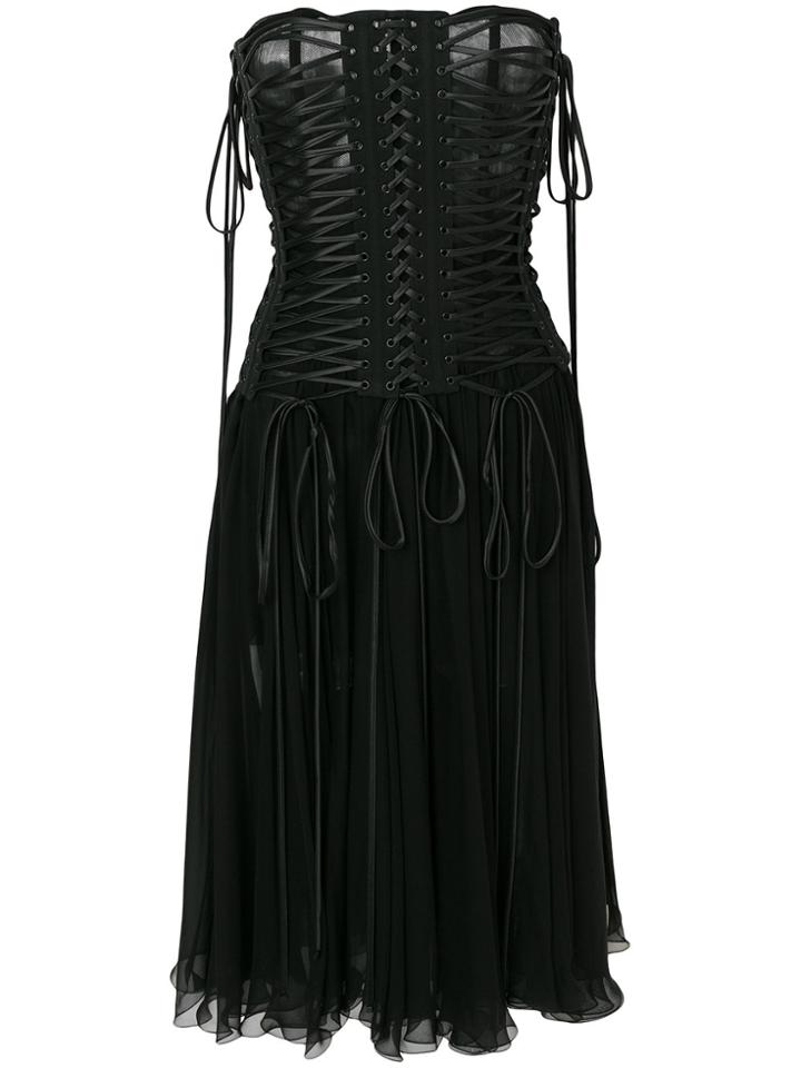 Dolce & Gabbana Lace-up Strapless Dress - Black