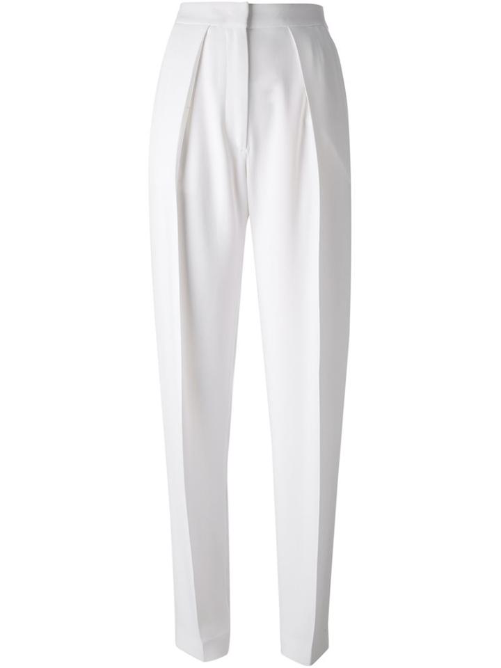 Joseph High Waist Pleated Trousers, Women's, Size: 38, White, Spandex/elastane/acetate/viscose