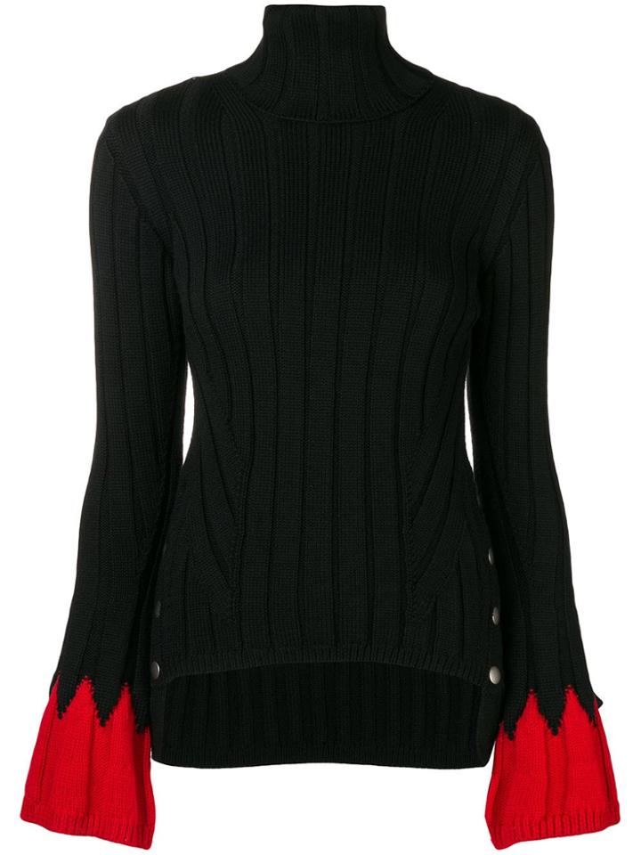 Alexander Mcqueen Contrast Turtle-neck Sweater - Black