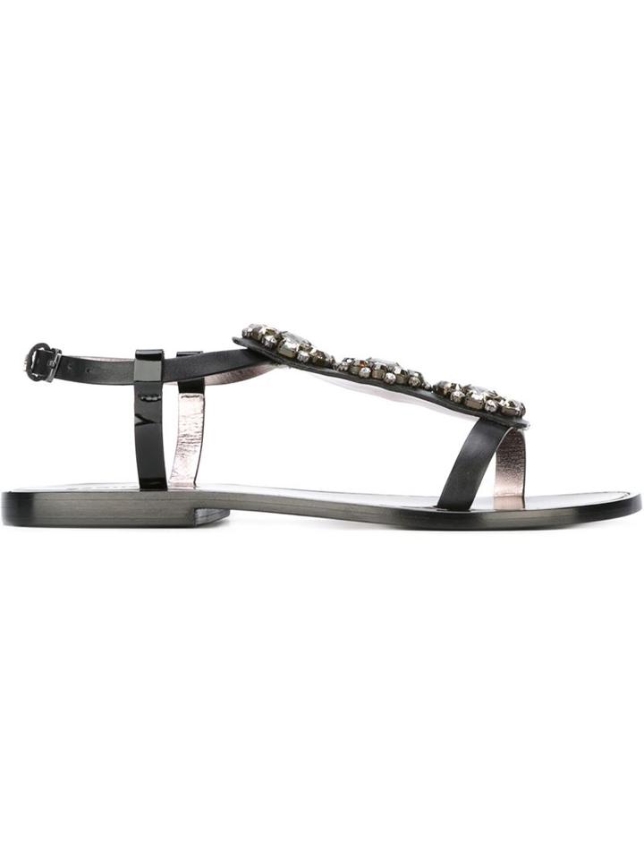 Dsquared2 Embellished Sandals, Women's, Size: 36, Black, Leather