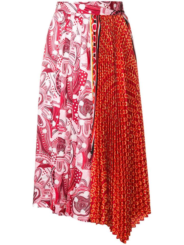 Dondup Contrast Print Pleated Skirt - Pink & Purple