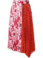 Dondup Contrast Print Pleated Skirt - Pink & Purple