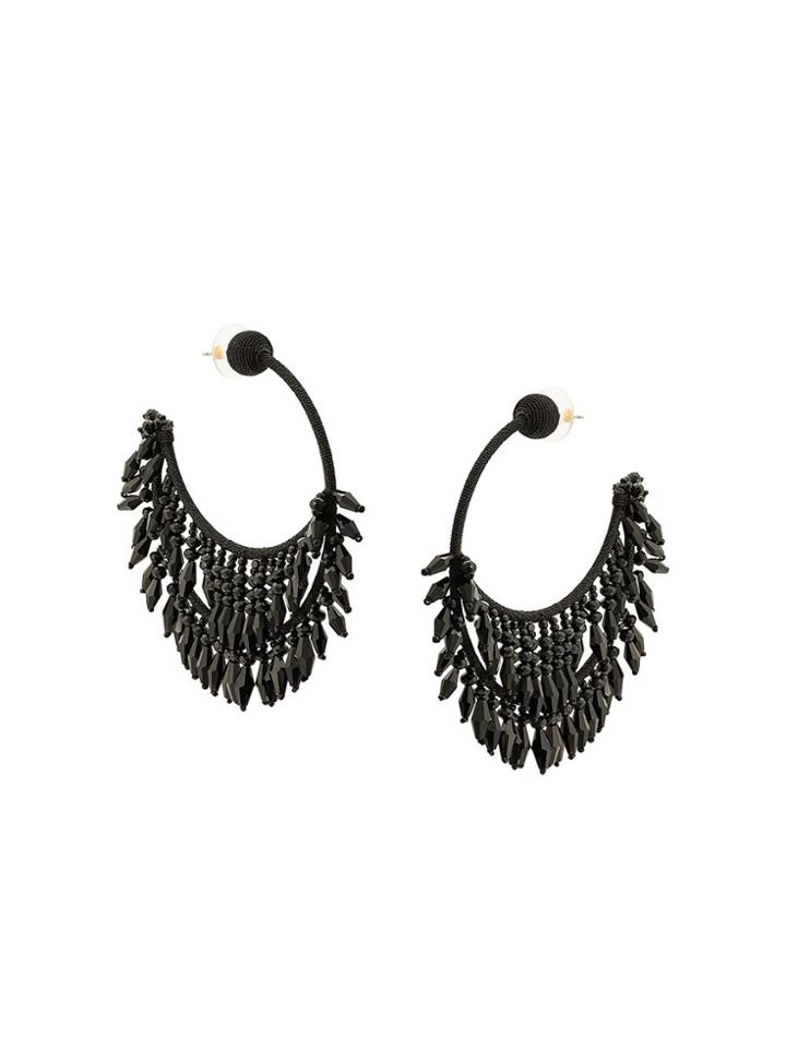 Oscar De La Renta Beaded Half-hoop Earrings - Black