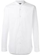 Z Zegna Band Collar Shirt, Men's, Size: 40, White, Cotton/spandex/elastane