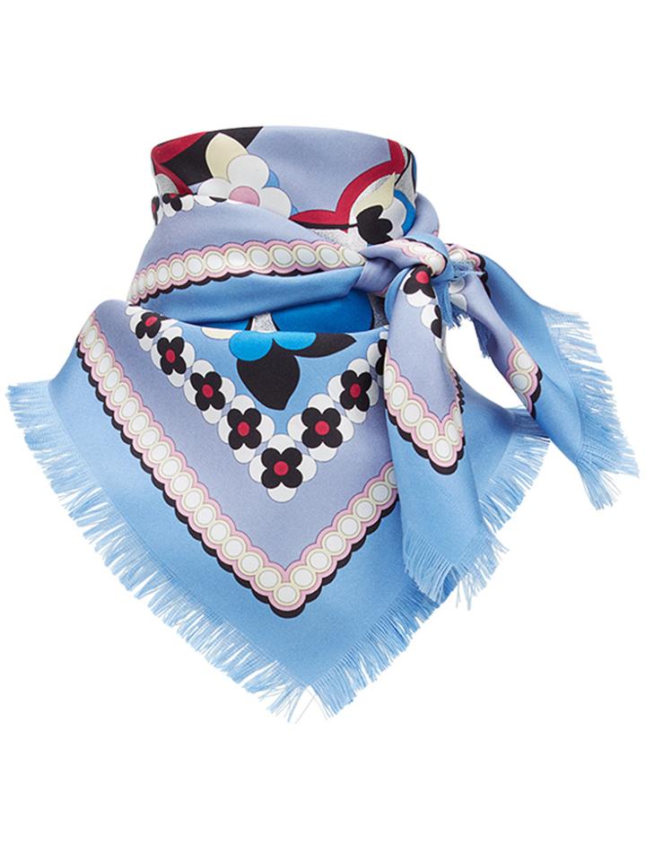 Fendi Logo Square Scarf - Blue