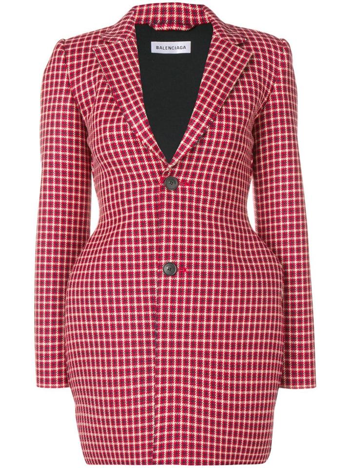 Balenciaga 3d Houndstooth Jacket - Red