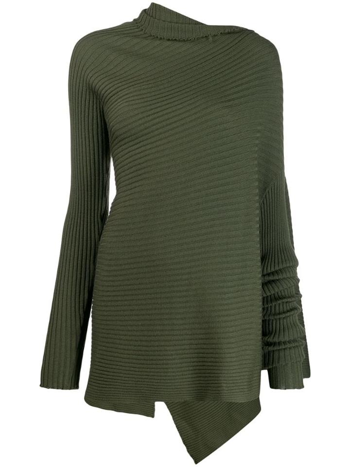 Marques'almeida Ribbed-knit Asymmetric Jumper - Green