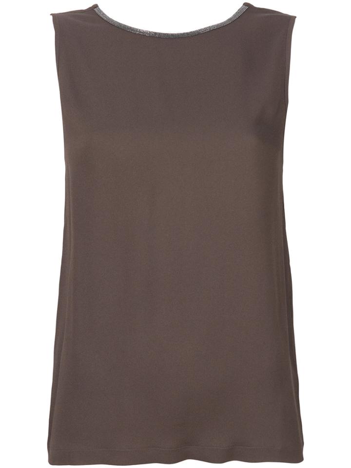 Fabiana Filippi Rhinestone Embellishments Top - Grey