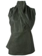 Rick Owens Wrap Style Top, Women's, Size: 40, Green, Leather