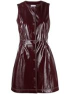 Ganni Faux-patent Mini Dress - Purple