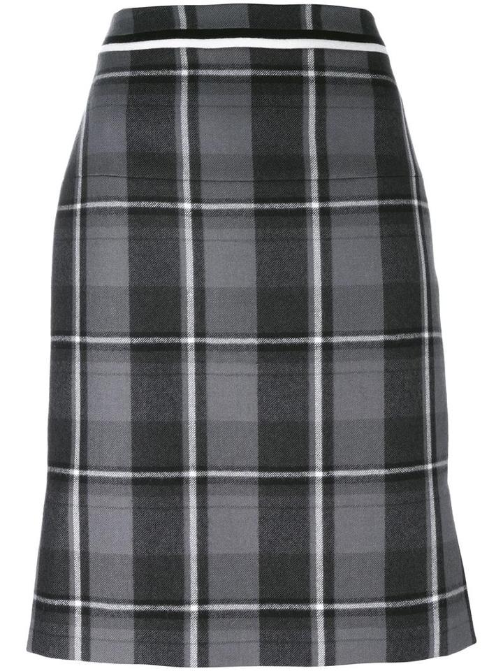 Thom Browne Checked Skirt, Women's, Size: 42, Grey, Silk/wool
