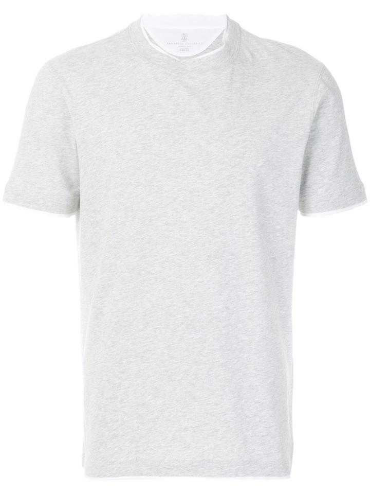 Brunello Cucinelli Contrast Hem Crew Neck T-shirt - Grey