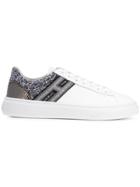 Hogan Lace-up Glitter Sneakers - White