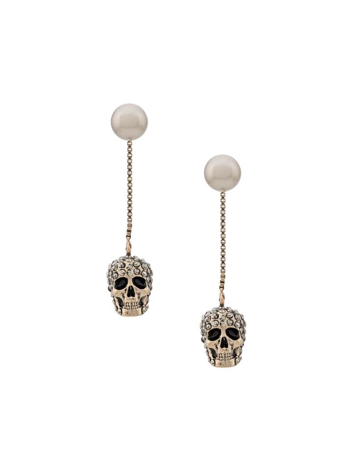 Alexander Mcqueen Pave Skull Earrings - Gold