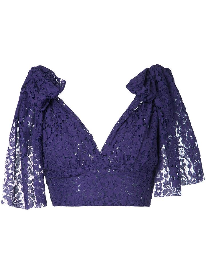 Bambah - Tied Shoulder Triangle Top - Women - Polyester - 10, Pink/purple, Polyester
