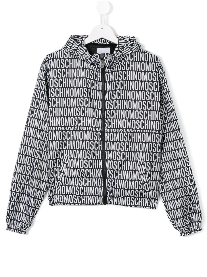 Moschino Kids Teddy Logo Print Hooded Jacket - Black