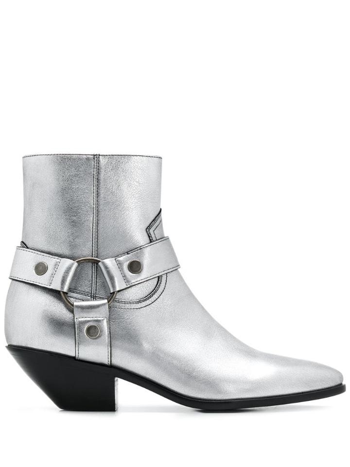 Saint Laurent West Harness Boots - Silver
