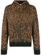 Laneus Leopard Pattern Hoodie - Brown