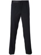 Versace Side Stripe Dinner Trousers, Men's, Size: 50, Black, Cotton