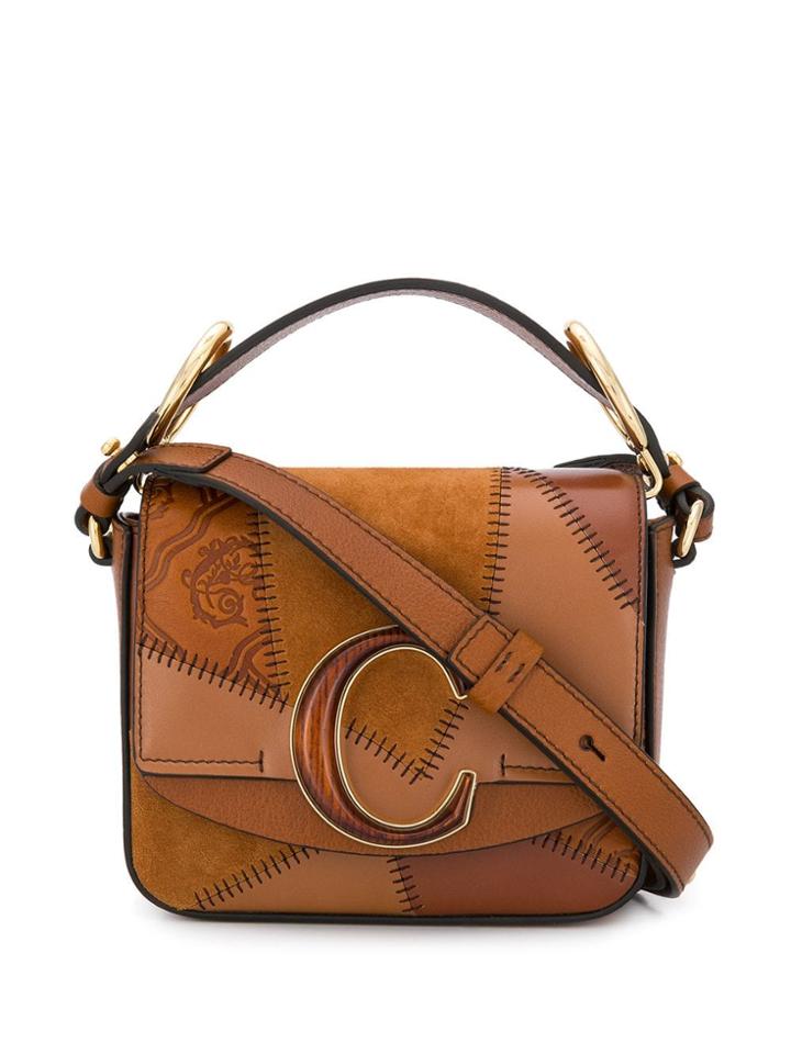 Chloé C Patchwork Shoulder Bag - Brown