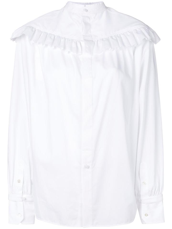 Helmut Lang - Pleated Bib Blouse - Women - Cotton - M, White, Cotton