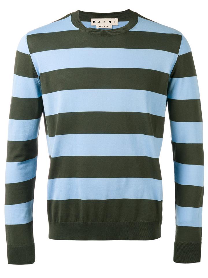 Marni Striped Crew Neck Jumper, Men's, Size: 48, Green, Cotton