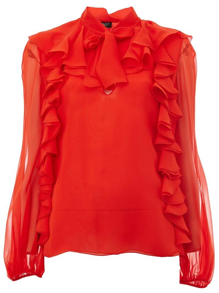Giambattista Valli Ruffled Detailed Blouse, Women's, Size: 42, Red, Silk