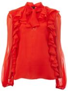 Giambattista Valli Ruffled Detailed Blouse, Women's, Size: 42, Red, Silk