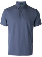 Zanone Collared Polo Top, Men's, Size: 52, Blue, Cotton