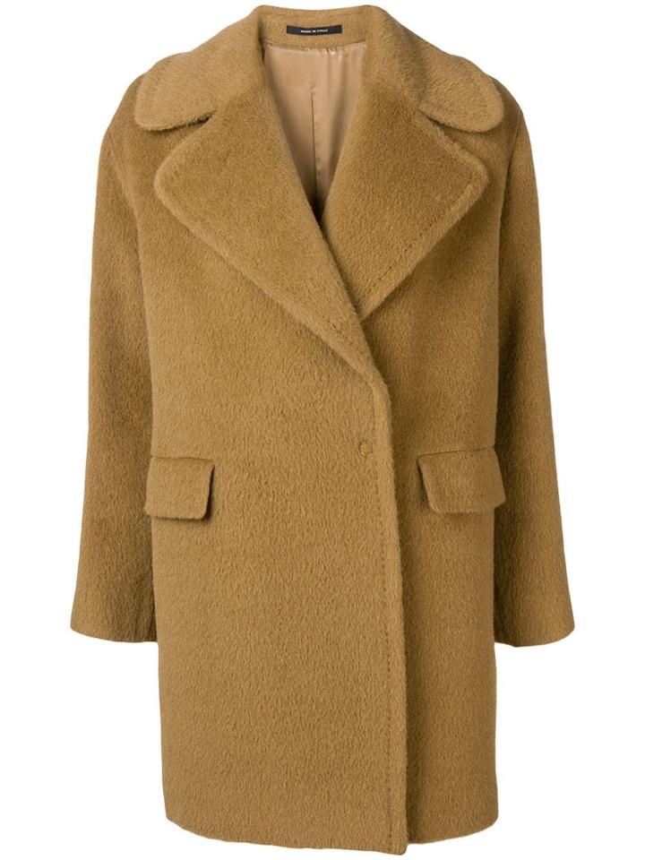Tagliatore Wide Lapel Midi Coat - Neutrals