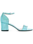 Pollini Laminated Leather Sandals - Blue