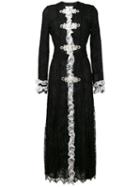 Alessandra Rich Ruffled Lace Maxi Dress, Women's, Size: 38, Black, Silk/cotton/viscose