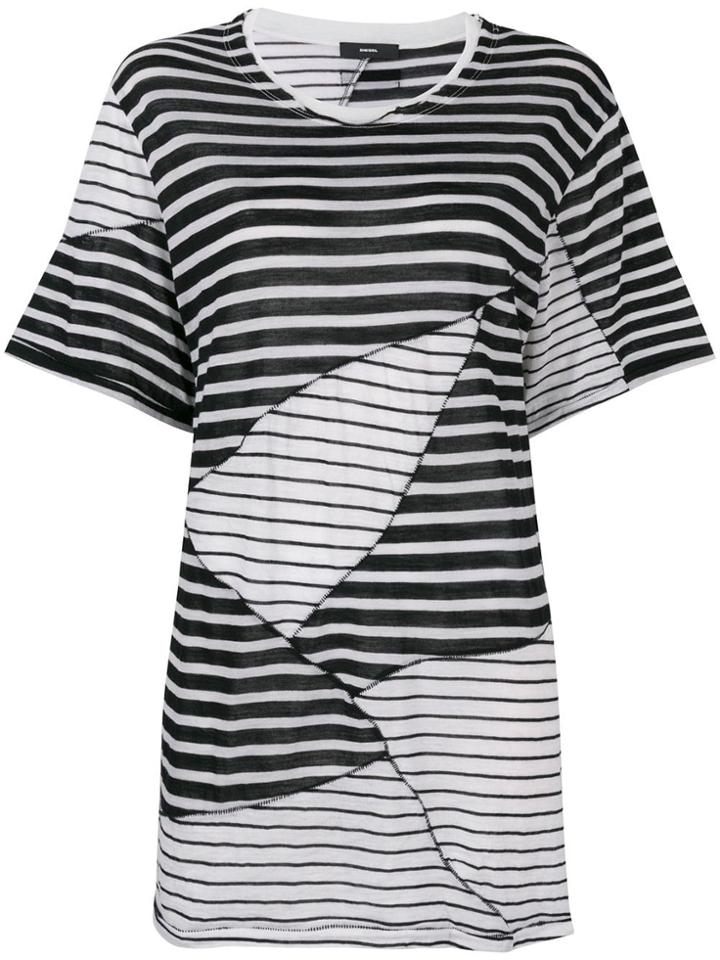 Diesel Oversized Striped T-shirt - Black