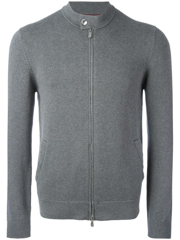 Brunello Cucinelli Zip Up Cardigan, Men's, Size: 52, Grey, Cotton