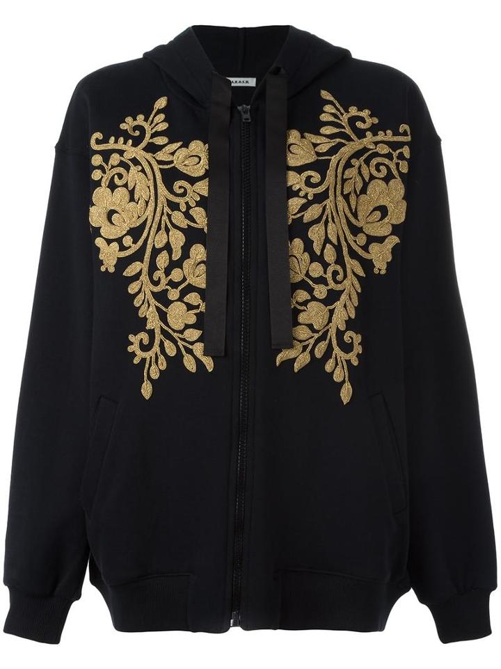 P.a.r.o.s.h. Metallic Patch Zipped Hoodie, Women's, Blue, Cotton