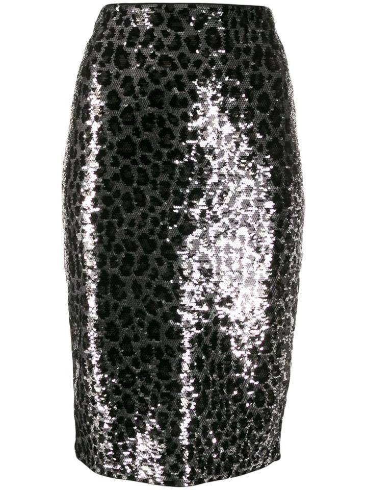 Michael Michael Kors Leopard Print Sequin Skirt - Black