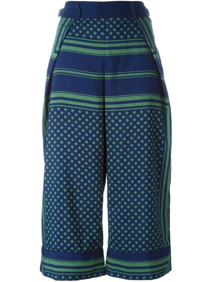 Sacai Scarf Print Culottes, Women's, Size: 2, Blue, Polyester/cupro