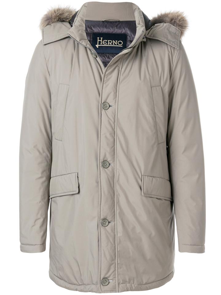 Herno Hooded Down Jacket - Grey