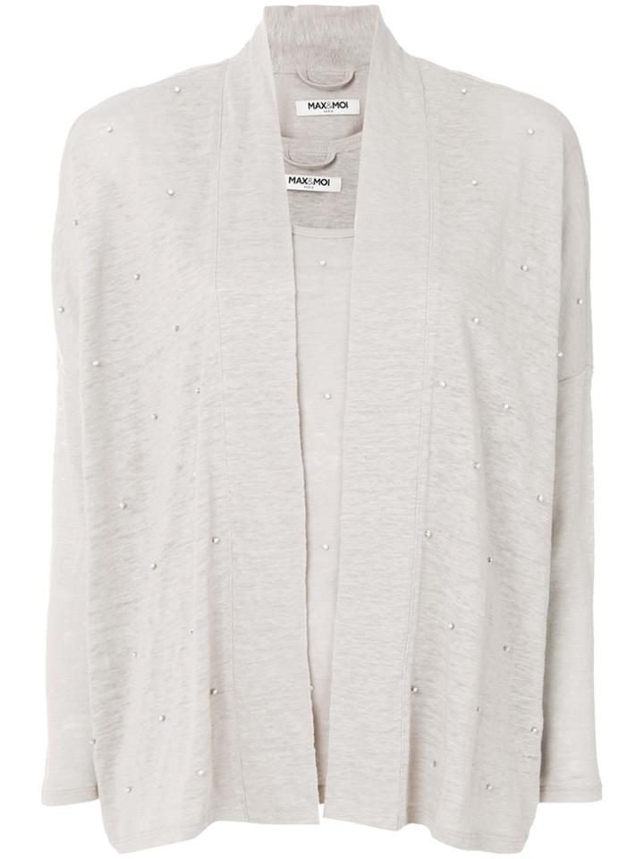 Max & Moi Beaded Cardigan - Nude & Neutrals