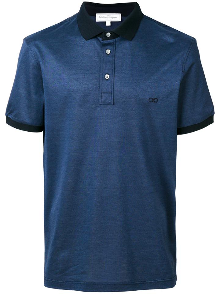Salvatore Ferragamo Double Gancio Logo Polo Shirt - Blue