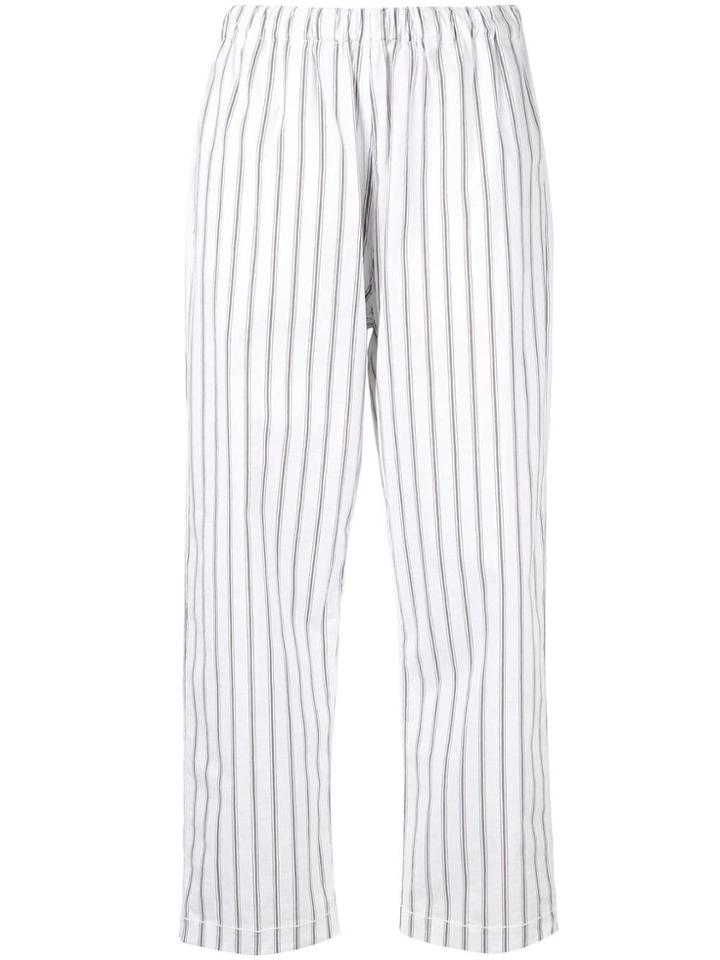 Bassike Cropped Striped Trousers - White
