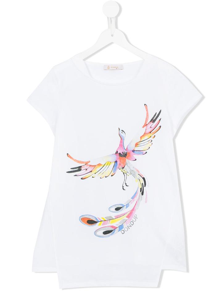 Dondup Kids Bird Print T-shirt, Girl's, Size: 14 Yrs, White