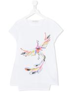 Dondup Kids Bird Print T-shirt, Girl's, Size: 14 Yrs, White