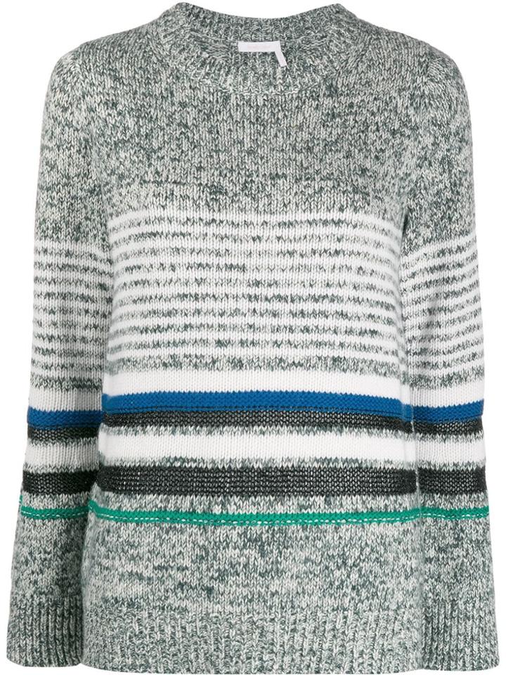 See By Chloé Horiztonal Stripes Jumper - Green