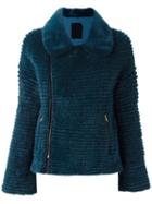 Liska Biker Jacket, Women's, Size: Small, Blue, Mink Fur/mercerized Wool/cashmere