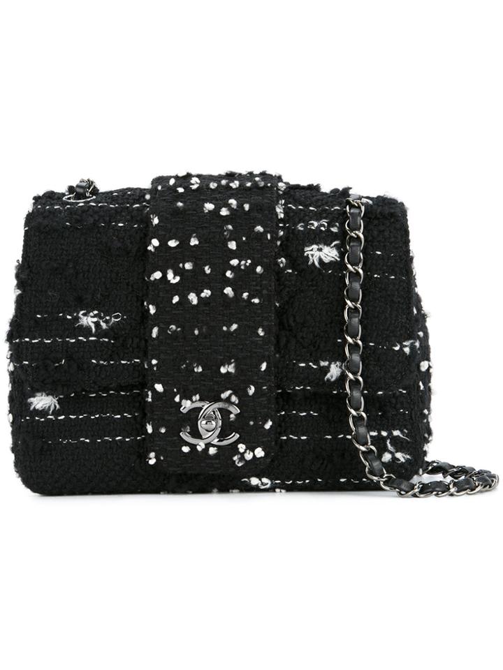 Chanel Vintage Quilted Double Chain Shoulder Bag - Black