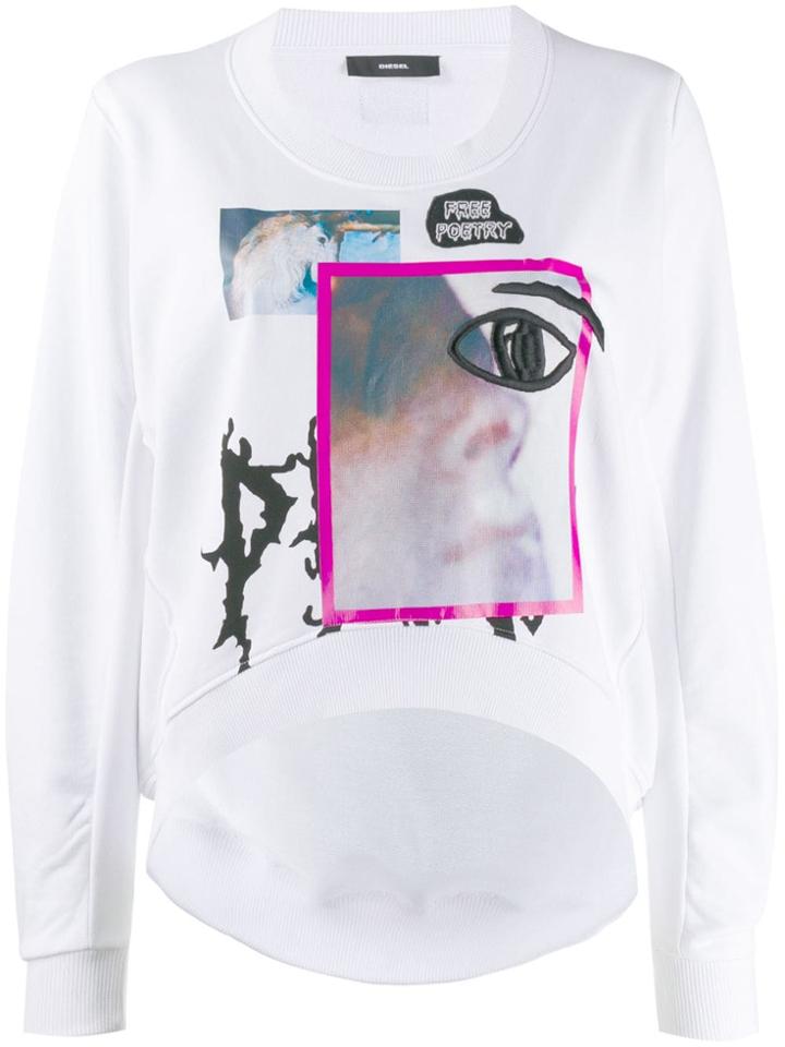 Diesel Graphic Print Cropped Sweatshirt - White