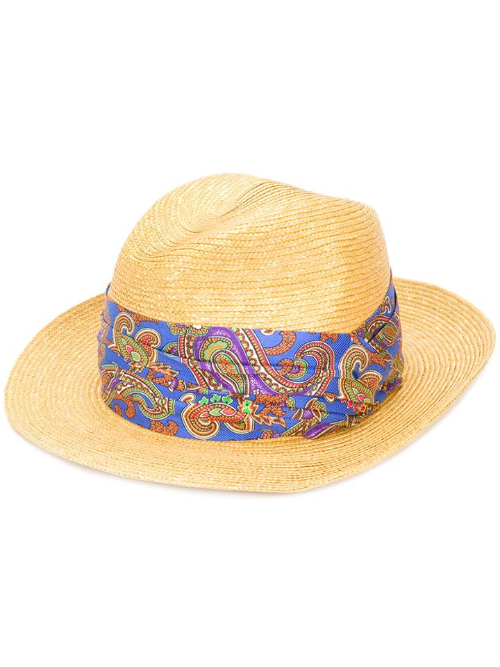 Etro Paisley Scarf Fedora - Brown