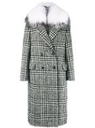 Ermanno Scervino Checked Double Breasted Coat - Black