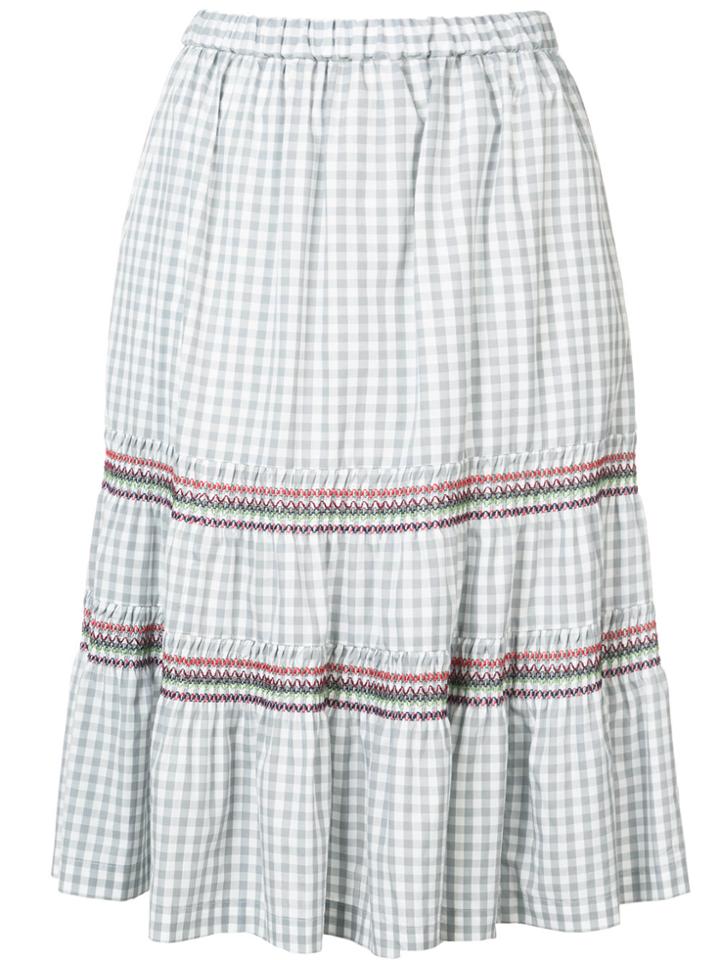 Comme Des Garçons Girl Plaid Embroidery Stitch Skirt - Grey